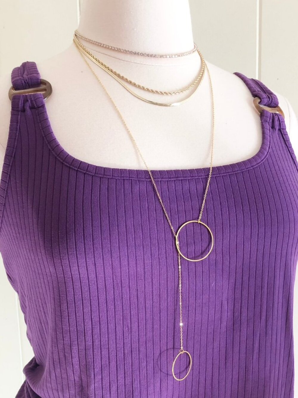 Retro Luxe Couture 14kt Gold Plated Geometric Lariat Necklace